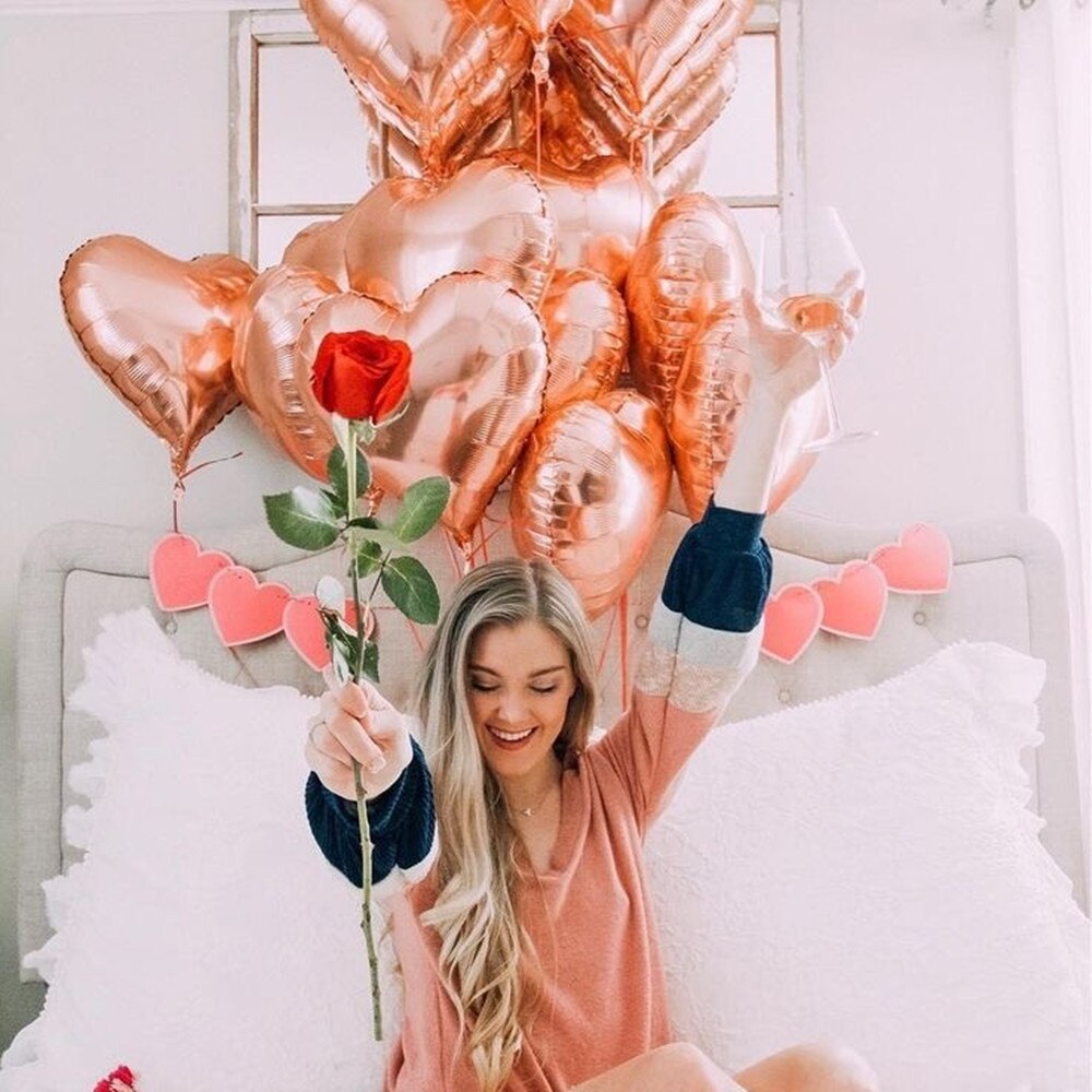 Set 5 Bong Bóng Hình Trái Tim 18 Inch Trang Trí Tiệc Cưới Sinh Nhật
