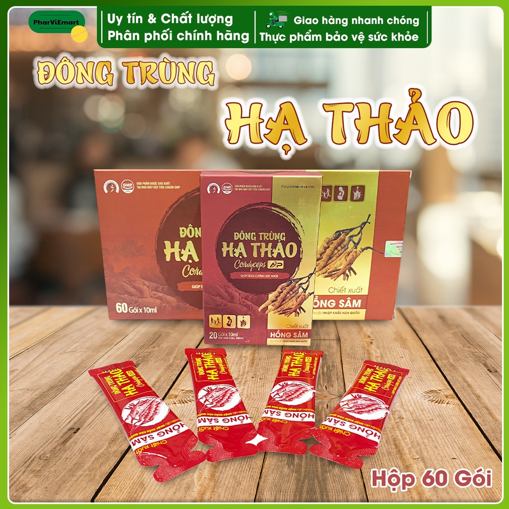 Đông Trùng Hạ Thảo Hồng Sâm (hộp/60 gói/10ml0 - Giúp Bồi Bổ Sức Khỏe, Giảm Mệt Mỏi, Phục Hồi Sau Bệnh