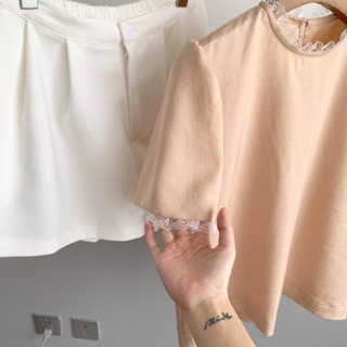 Áo lụa phối viền ren
