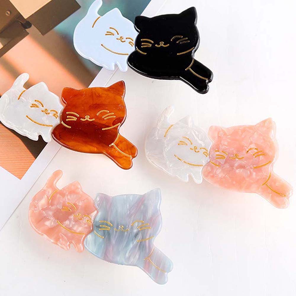 Kẹp tóc mạ acrylic hình chú mèo dễ thương cho nữ