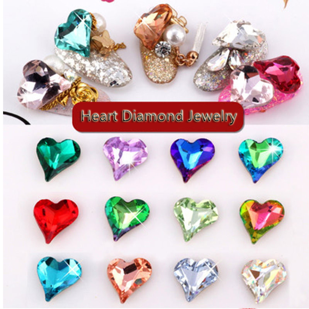 [Hàng mới về] Set 10 đá giả đính móng trang trí nghệ thuật hình trái tim