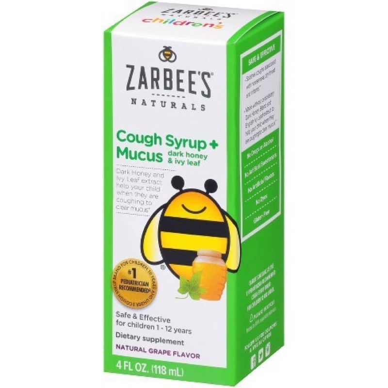 Siro ho tiêu đờm Zarbee's Baby Cough Syrup + Mucus ngày và đêm 118ml