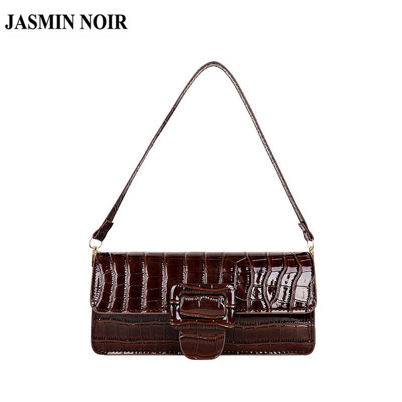Túi Đeo Vai Jasmin Noir Họa Tiết Vân Da Cá Sấu Thời Trang Đơn Giản Cho Nữ