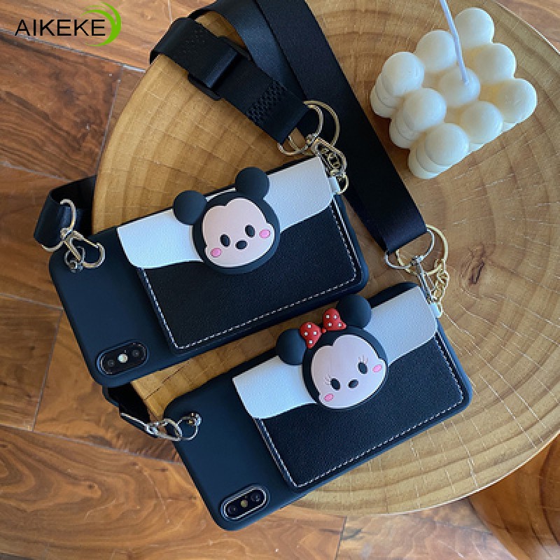 Ốp Điện Thoại Mềm Gắn Ví Hình Mickey / Minnie / Thỏ StellaLou Cho Xiaomi Redmi K30 Pro Poco F2 Pro X2 M2 Note 9 8 7 5 4 Pro 9T 8T