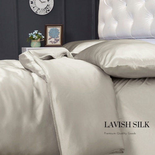 Trọn Bộ Chăn Ga Gối Phi Lụa Lavish Silk Cao Cấp Mát Lạnh Hàng Loại 1 Không Nối Vải -Bạc Kim