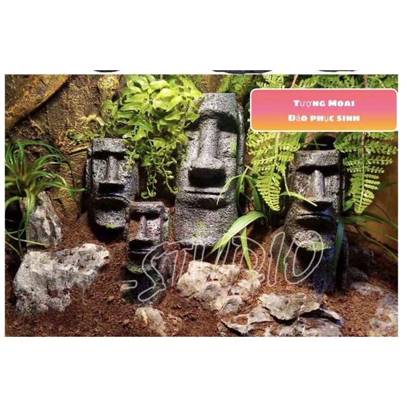 Tượng Moai trên đảo Phục Sinh giả đá, phỏng cổ hàng phối tiểu cảnh, Deco thuỷ sinh
