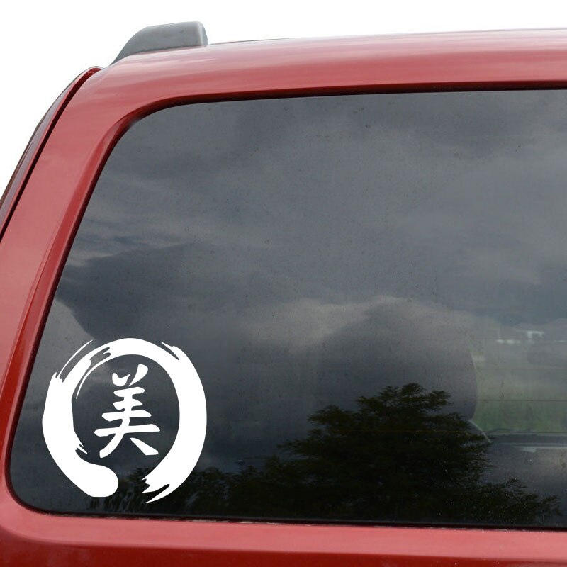 Đề can vinyl chữ Kanji phong cách Trung Hoa dán trang trí cửa sổ xe hơi kích cỡ 13x13cm