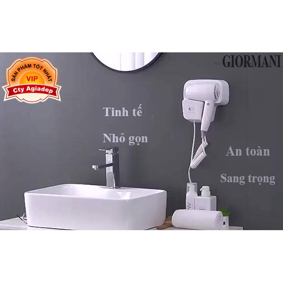 Máy sấy tóc treo tường có giá đỡ cho phòng tắm, Máy sấy tóc gắn tường cho khách sạn Giormani