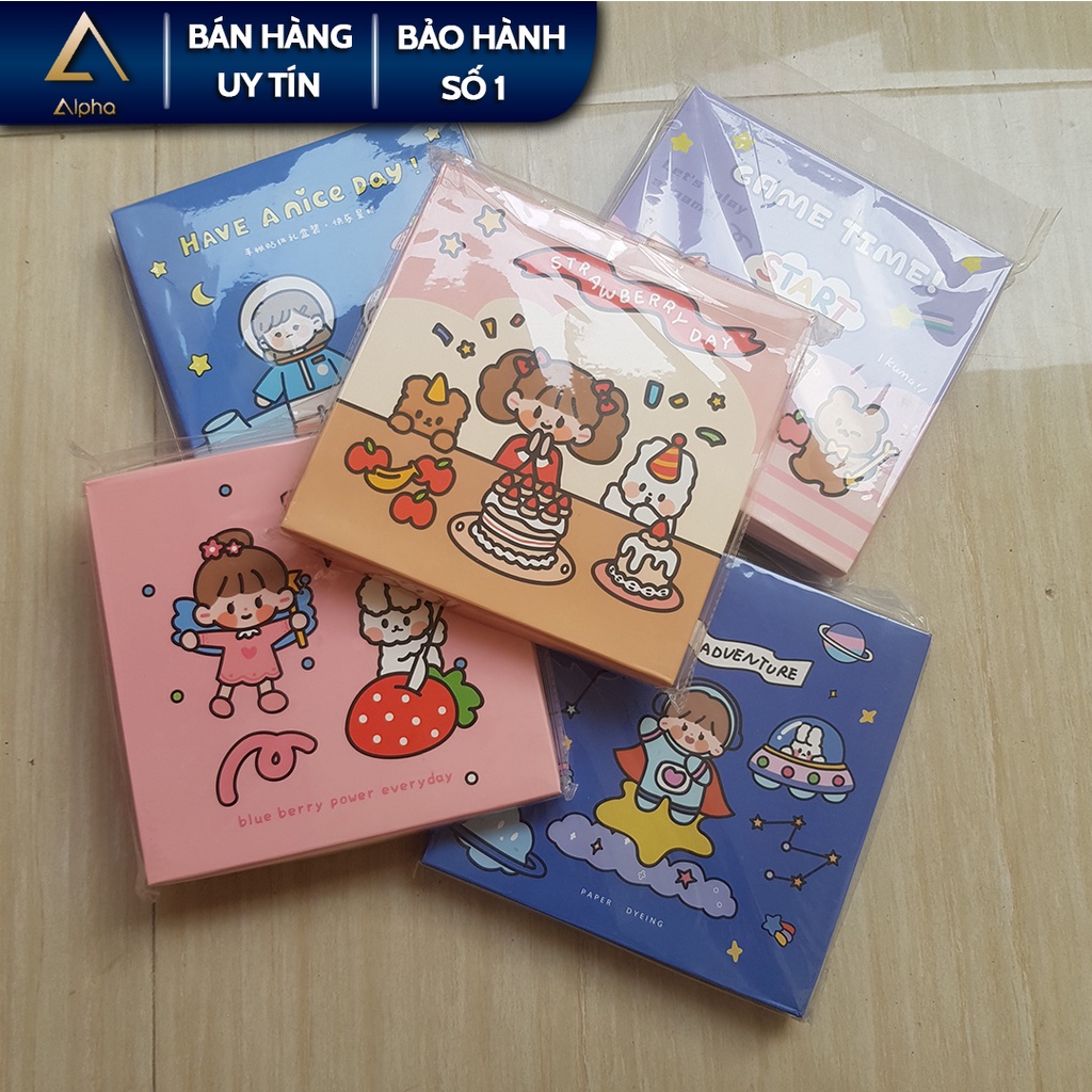 Sticker hoạt hình Alpha, Miếng dán trang trí kích thước 8x8cm