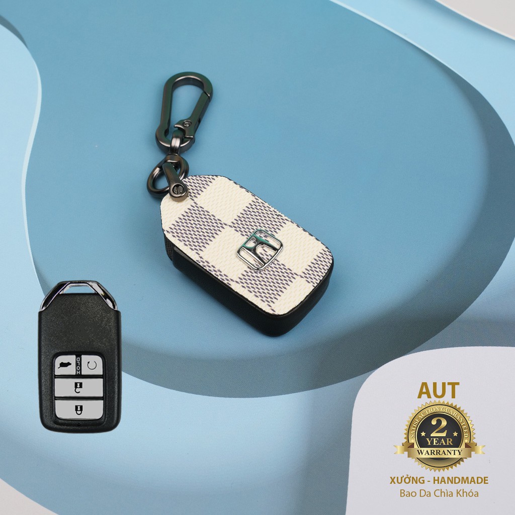 Bao da chìa khóa Honda 4 nút (Honda City, CIVIC, ACCORD, CR-V,HR-V,Odyssey) da Canvas L V xẻ túi