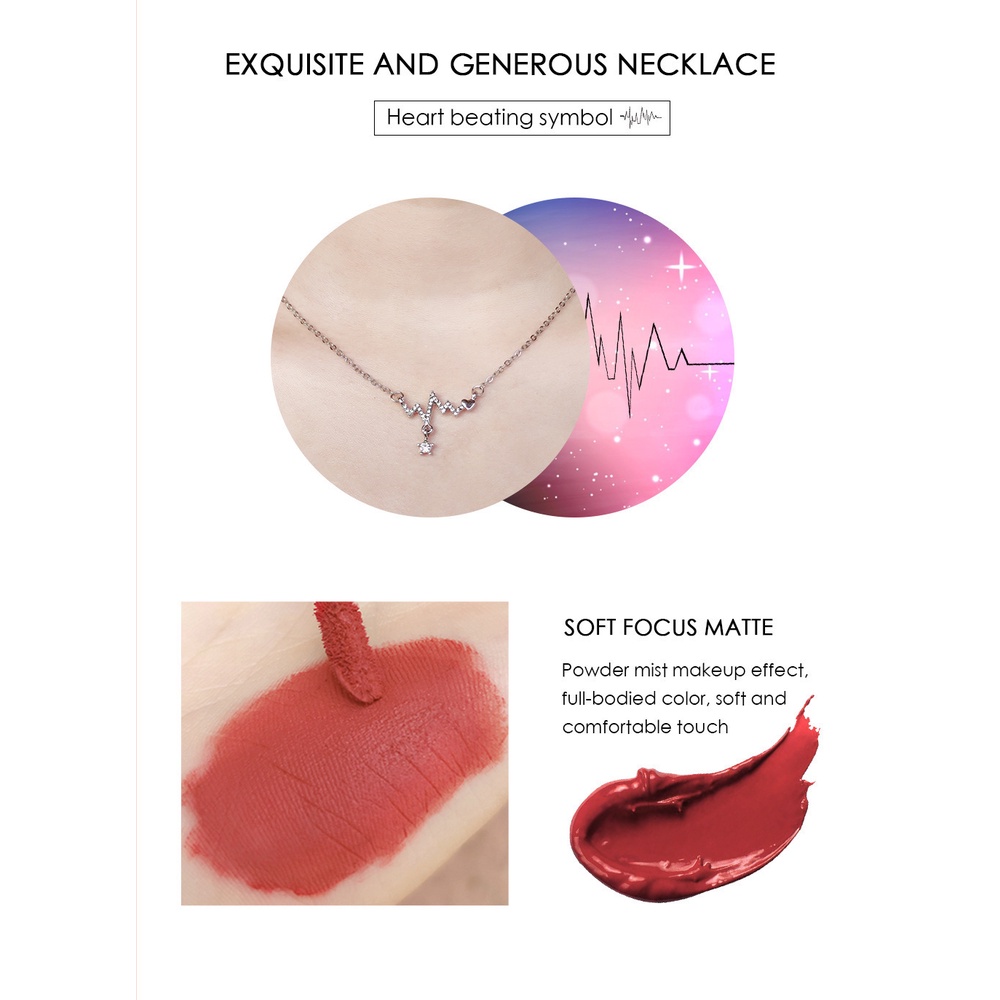 Set 4 Son Kem Lì CACE MÈO Tặng Kèm 1 Dây Chuyền Bạch Kim Khảm Đá