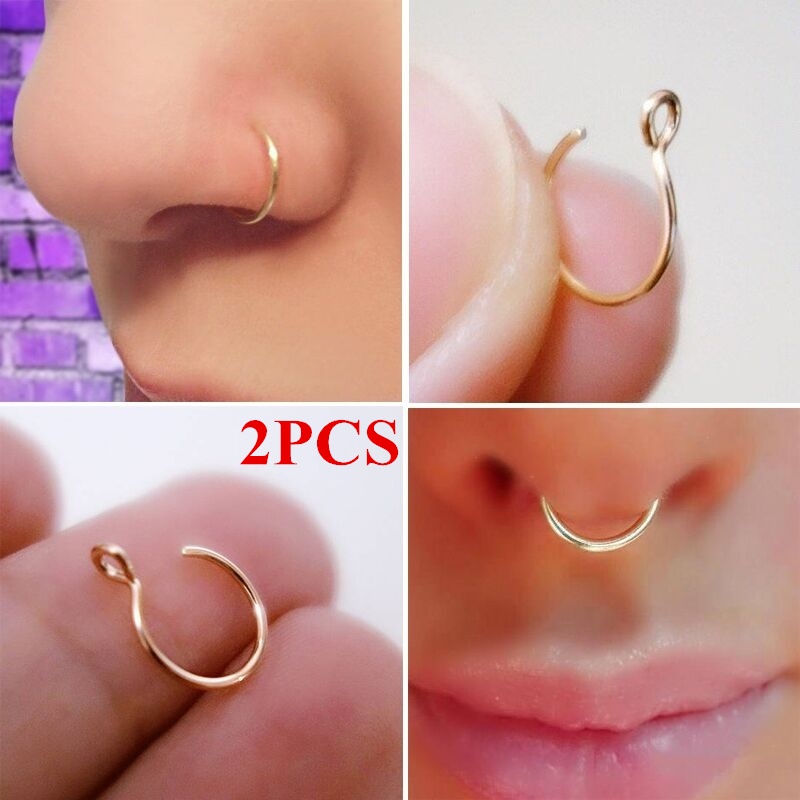 Set 2 Khuyên Mũi Đơn Giản Thời Trang Unisex