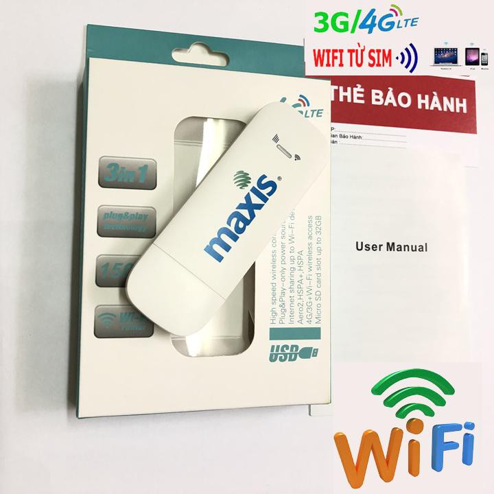 USB 4G Dcom 4G Maxis MF94 Tích Hợp Phát Wifi Tốc Độ Cao 15 thiết bị