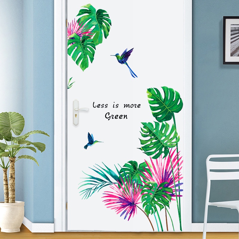 Decal dán tường Lá cọ xanh trang trí nhà cửa mẫu Hàn Quốc - decalamyshop cao cấp có sẵn giao ngay