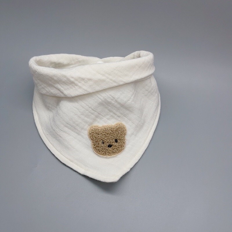 Yếm tam giác xô muslin thêu thỏ gấu cho bé siêu xinh