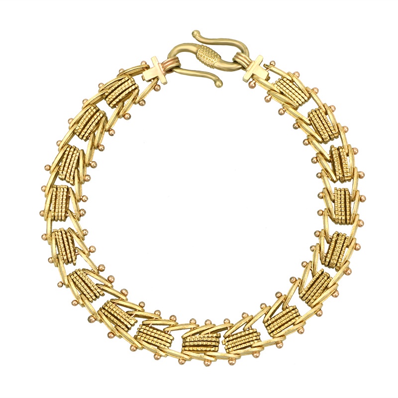 Vòng tay xương cá bằng đồng thau phong cách hip hop