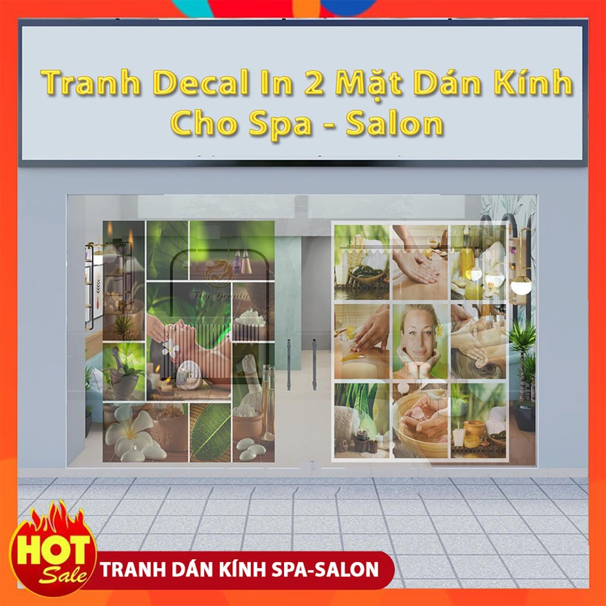 Tranh 3D dán kính 2 mặt trang trí quán spa TẶNG KÈM 1 TRANH DÁN 40X60 KHI MUA COMBO