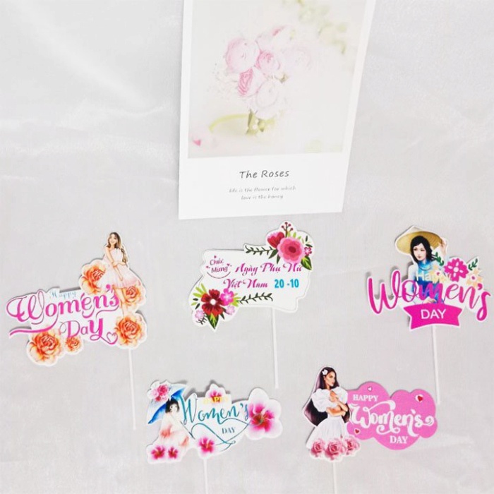 [❤️HOT 20/10] trang trí bánh kem [FREESHIP❤️] sét cắm giấy cô gái CHỦ ĐỀ 20/10
