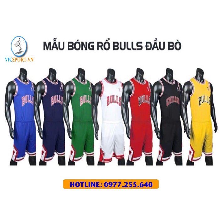 Quần Áo Bóng Rổ Bull Cao Cấp Đủ Màu, vải mè thoáng mát, thấm mồ hôi - Vicsportvn