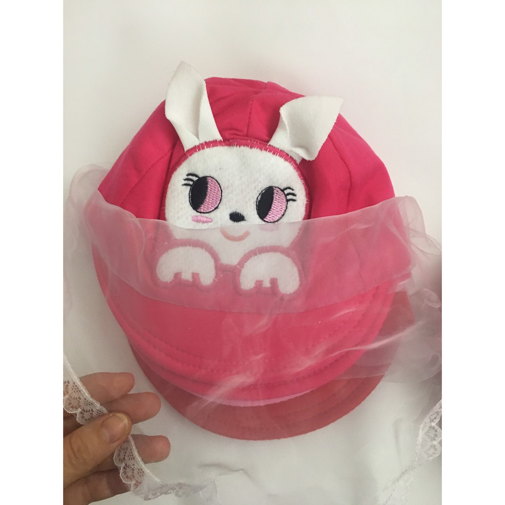 Mũ kèm khăn voan che mặt cho bé sơ sinh 0 - 12 tháng che nắng chắn gió bụi khi đi ra ngoài