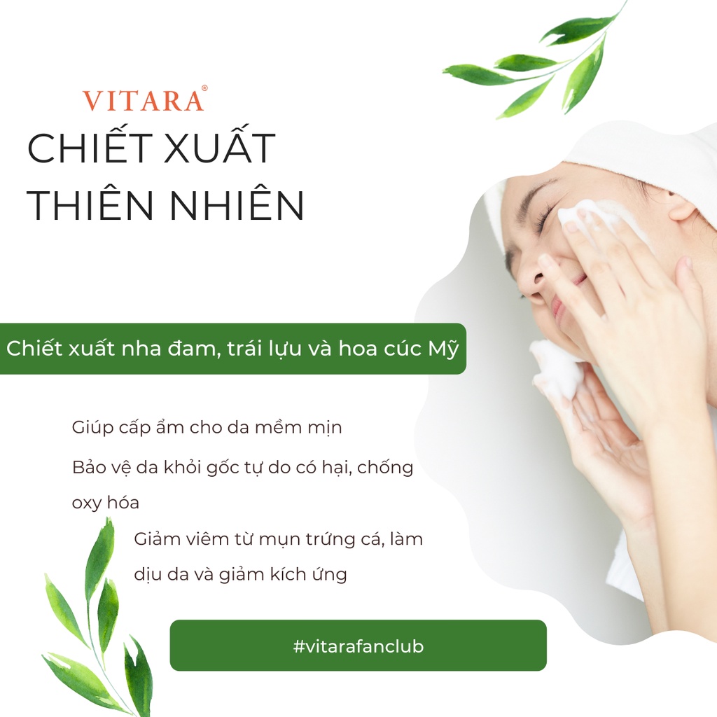 Sữa rửa mặt sáng da Vitara Deep Cleansing Foam loại bỏ dầu, bụi bẩn, lớp trang điểm, ngừa mụn, giữ ẩm 100g