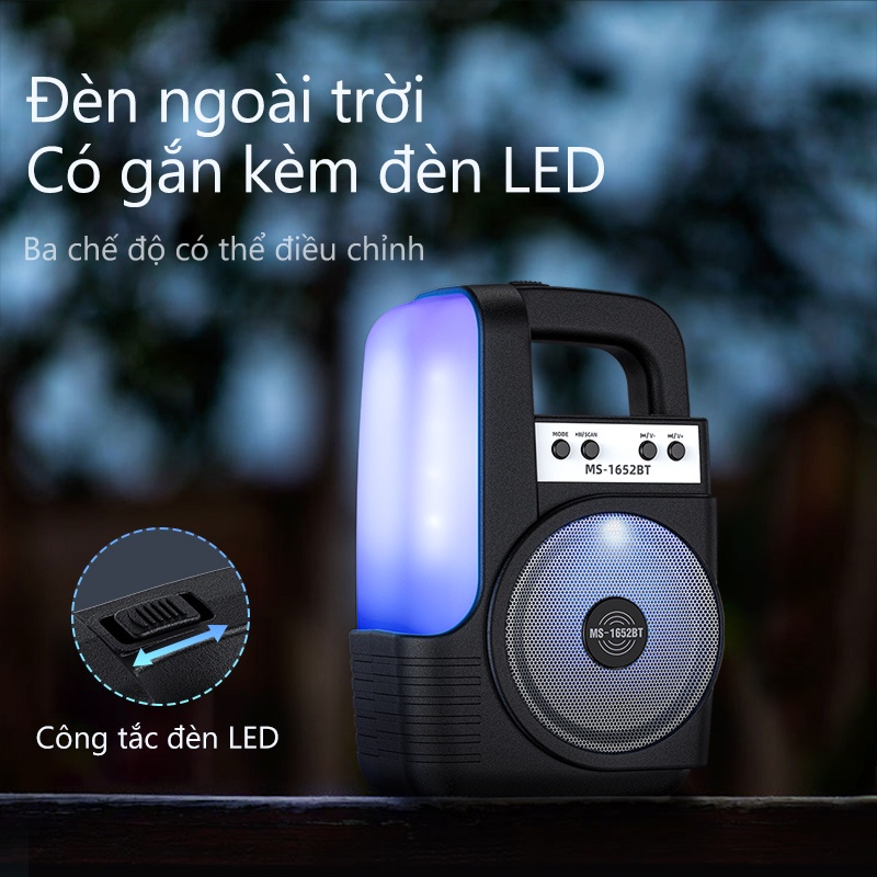 Loa bluetooth HIFI di động BASIKE MW33 Âm thanh nổi có đèn LED Hỗ trợ thẻ TF + đĩa U Dòng không dây TWS có đèn LED