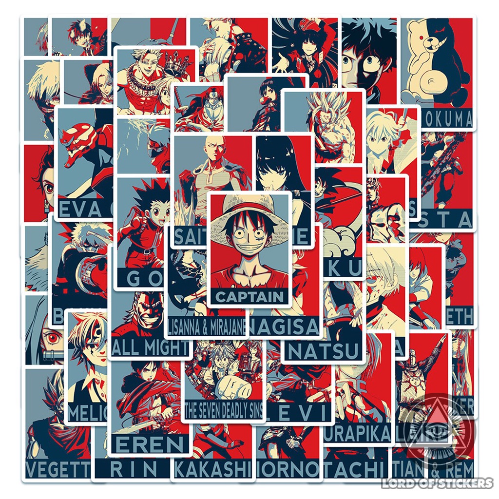 Set 50 Miếng Dán Hình Nhân Vật Truyện Tranh Sticker Anime Manga Chống Thấm Nước Trang Trí Mũ Bảo Hiểm, Laptop, Vali, Sổ