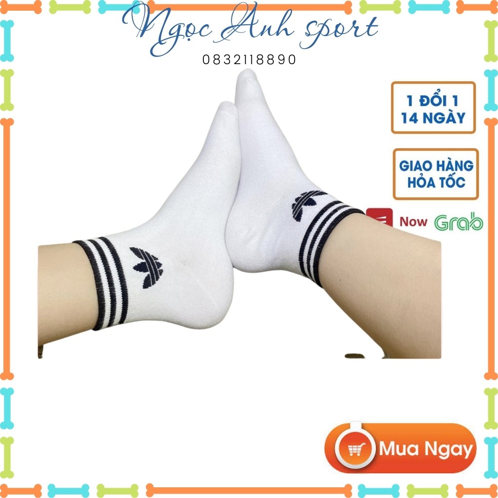Tất thời trang nam nữ - cổ ngắn 3 lá - vớ cổ ngắn adi-dasss 3 lá cao qua mắt cá chân