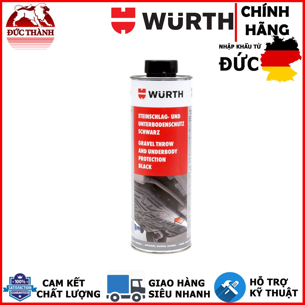 Phủ gầm đen gốc nhựa Wurth Stone Chip And Underbody protection black 1lit ducthanhauto