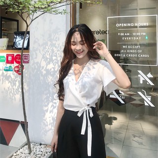 ÁO KIỂU ĐẮP CHÉO ZAREEN VOA37 TRẮNG