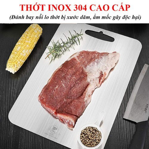 Thớt Inox  Kháng Khuẩn, Khử Mùi, Chống Nấm Mốc, Cường Lực - SUS INOn 304, KT : 35CM X25CM