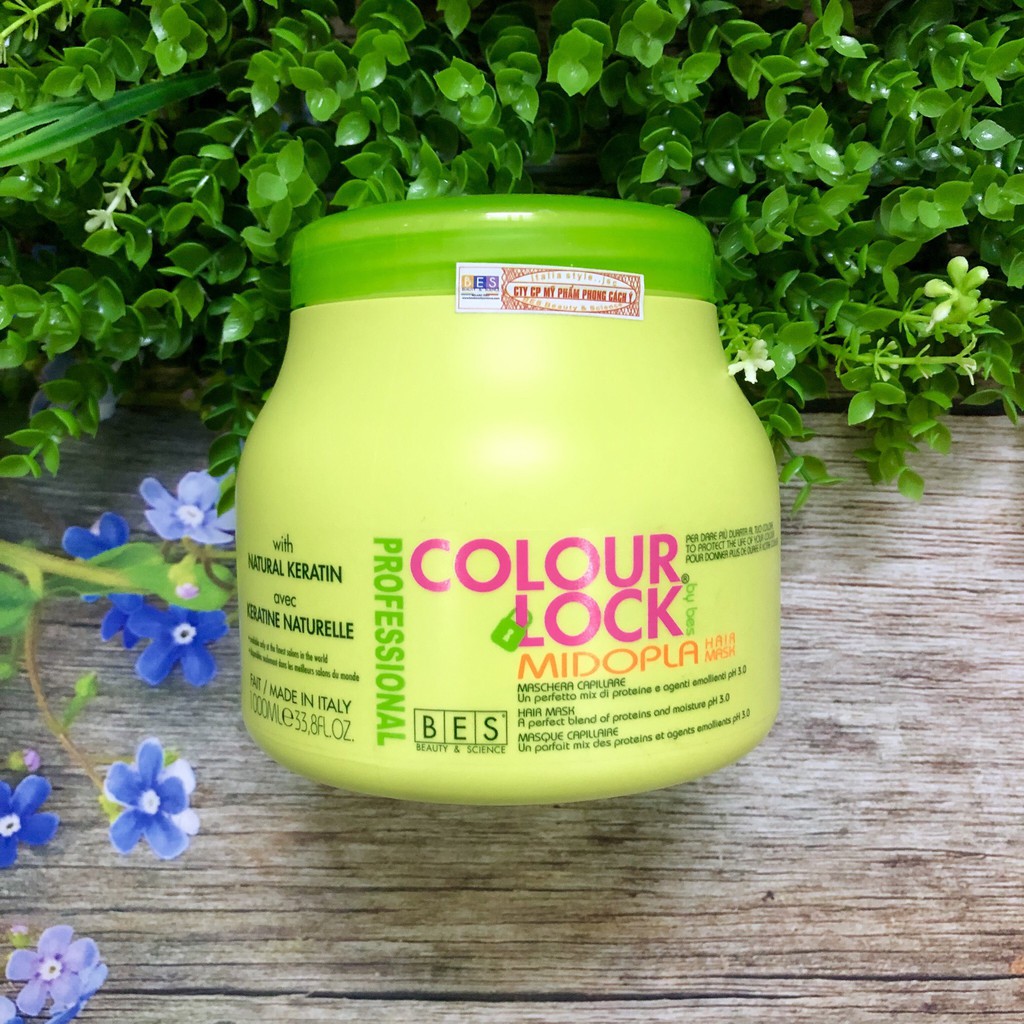 [Chính hãng] [Siêu rẻ] Hấp dầu ủ Bes Midopla Colour Lock khóa màu tóc nhuộm mềm mượt 1000ml (ITALY)