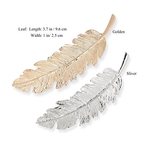 Kẹp tóc kim loại hình chiếc lá/lông vũ thời trang cổ điển cho nữ