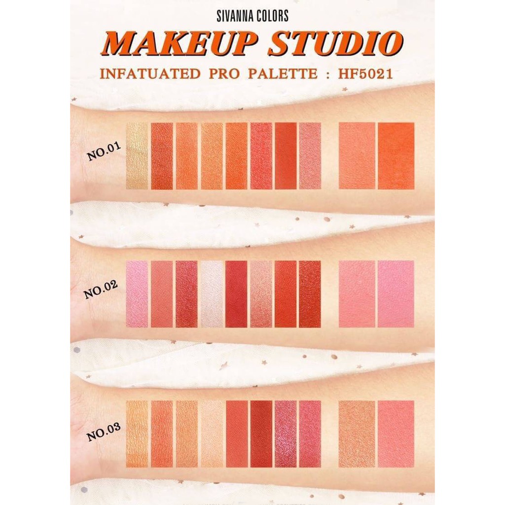 Set Phấn Mắt - Má Hồng Sivanna Colors Infatuated Pro Palette Makeup Studio 20g HF5021  NỘI ĐỊA THÁI