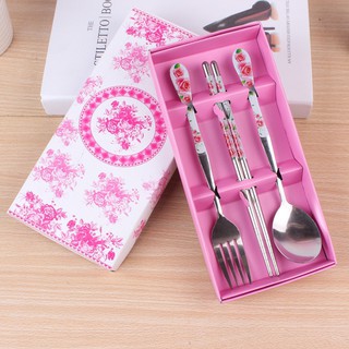 Bộ thìa,dĩa,đũa sang trọng 3 món kèm hộp giấy đựng sang chảnh 88151 SIÊU THỊ 88