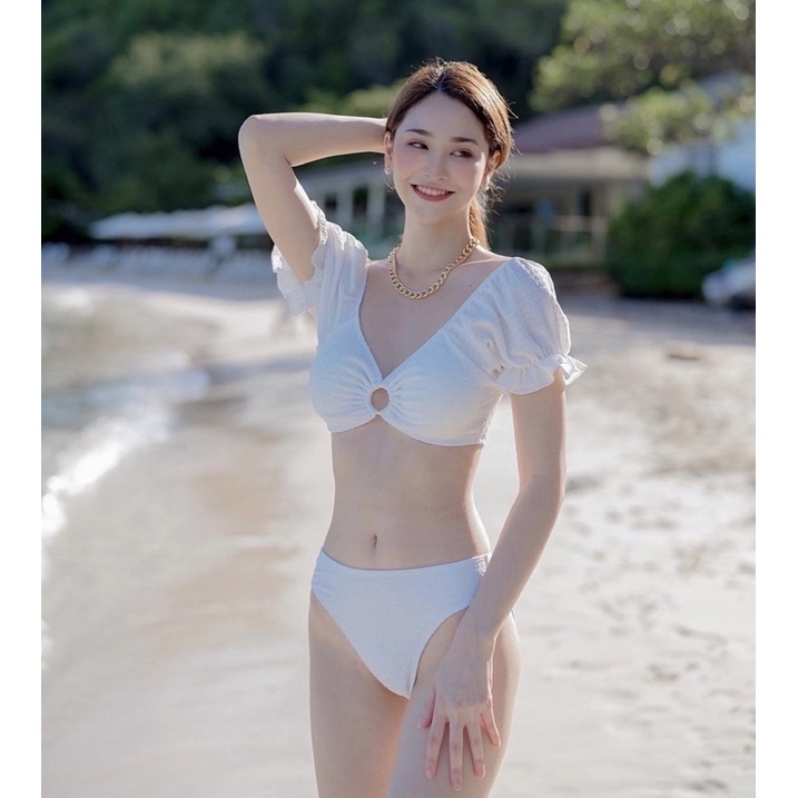 Set bikini 3 món đen trắng