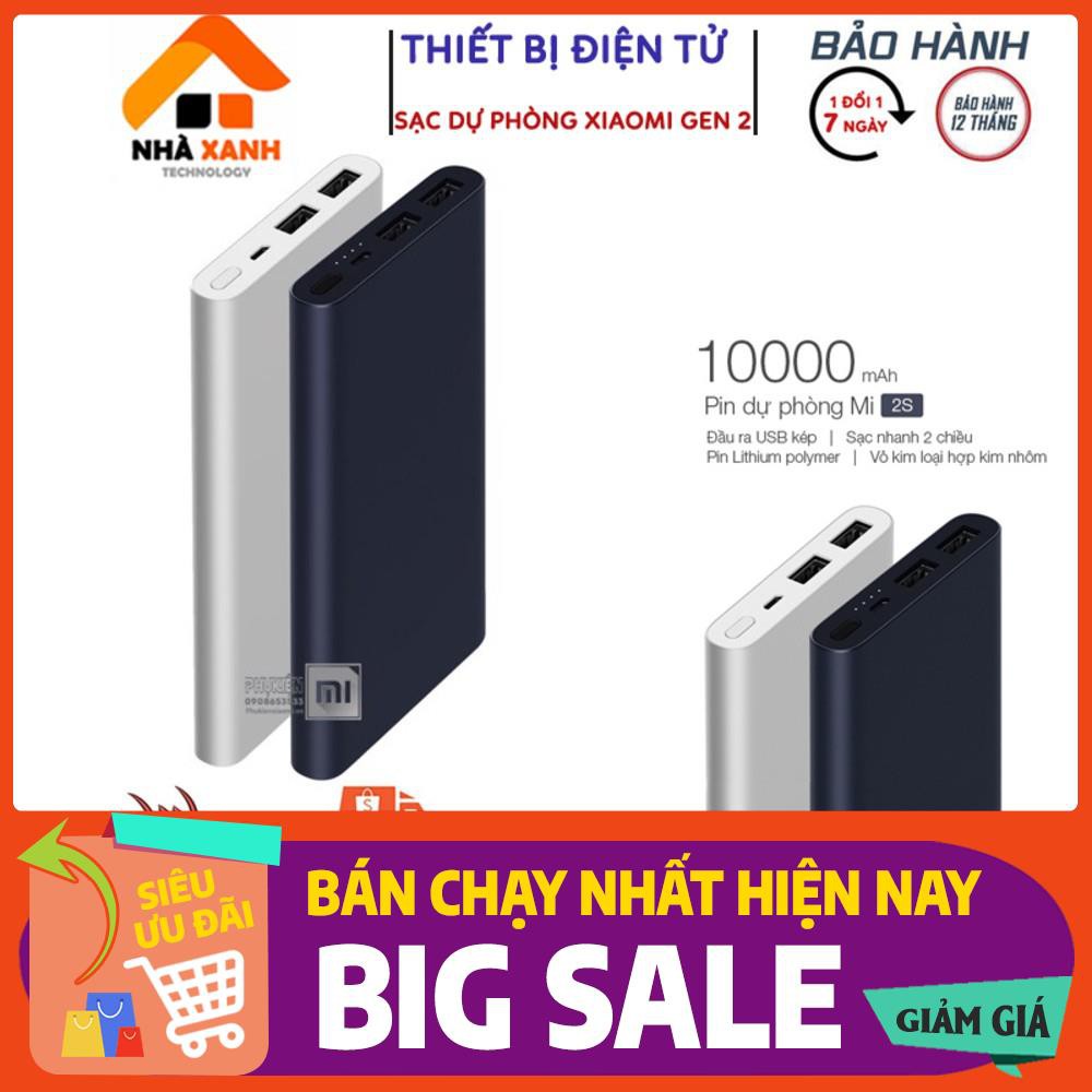 Sạc Dự Phòng Xiaomi Gen 2, 2 Cổng USb Chuẩn 10000mAh, Bảo Hành 12 Tháng Lỗi 1 Đổi 1 Do Nhà Sản Xuất