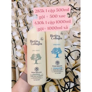 Biotin Collagen Cặp dầu gội kích mọc ngăn rụng tóc siêu mềm mượt