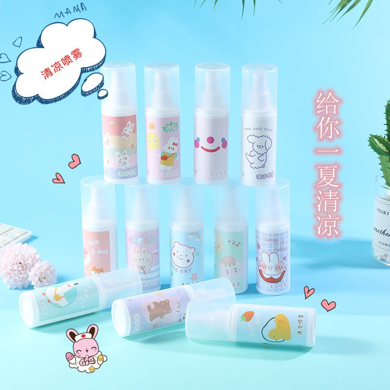 Bình xịt làm mát chống say nắng 4x13cm - 99gram - 80ml nhiều mẫu dễ thương