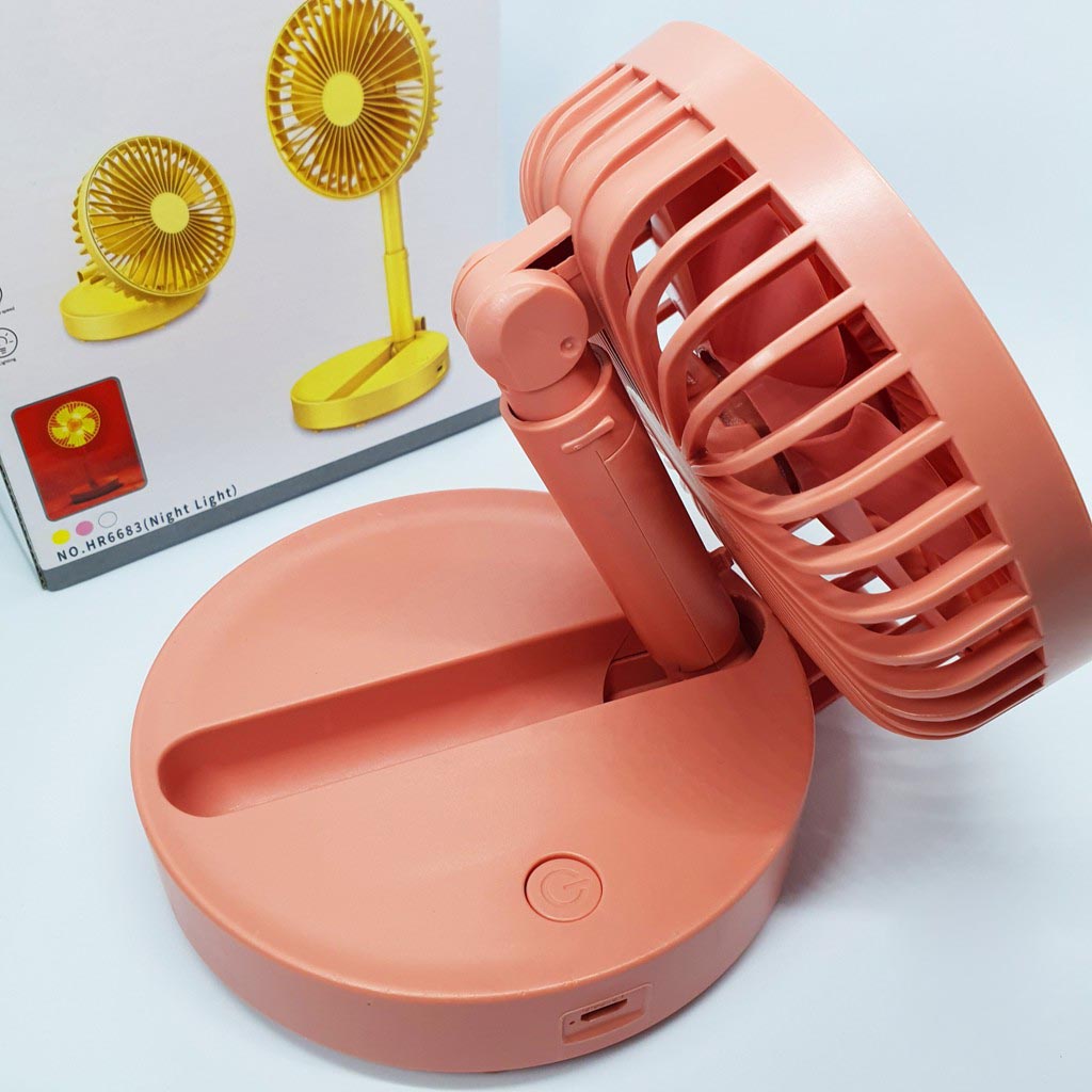 [HOT 2022] Quạt Tích Điện Gấp Gọn, Quạt Mini Để Bàn Xoay 180 Độ, 3 Tốc Độ Gió, Cổng Sạc USB, Pin 1200mAh