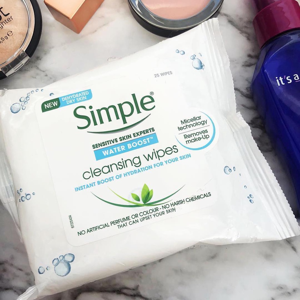 Khăn Giấy Tẩy Trang Simple Làm Sạch, Dưỡng Ẩm Da 25 Miếng