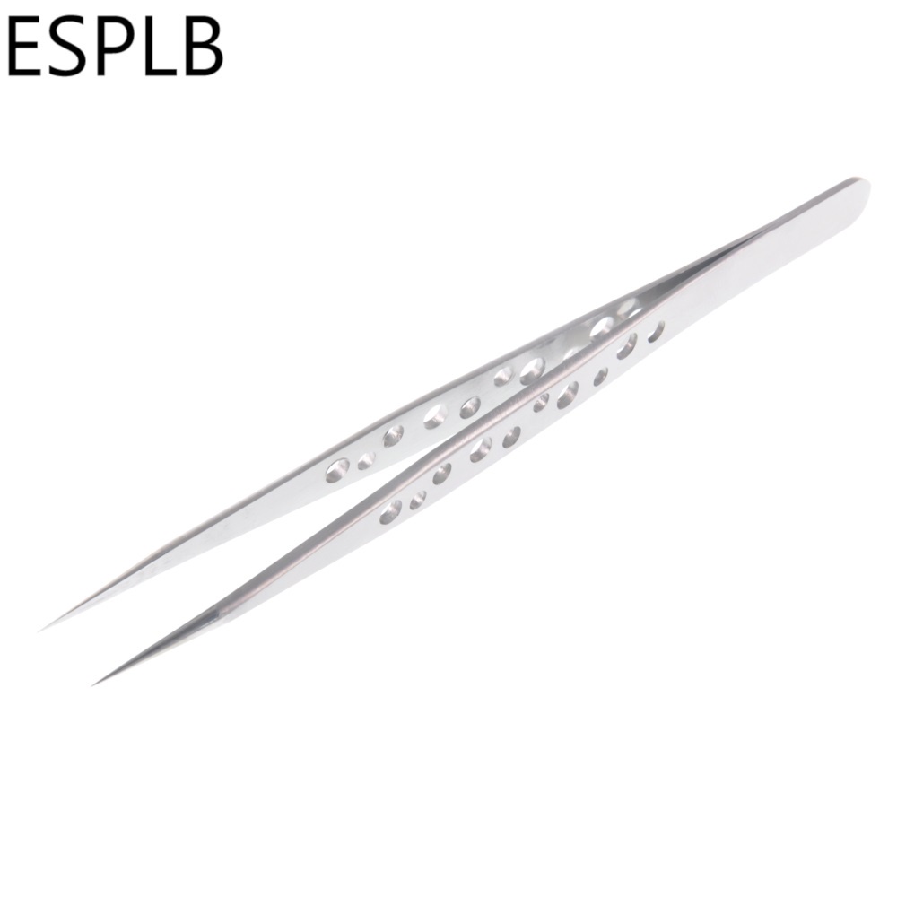 Nhíp Đầu Cong/Thẳng Thép Không Gỉ Cứng Siêu Mỏng 10 Lỗ Chống Tĩnh Điện