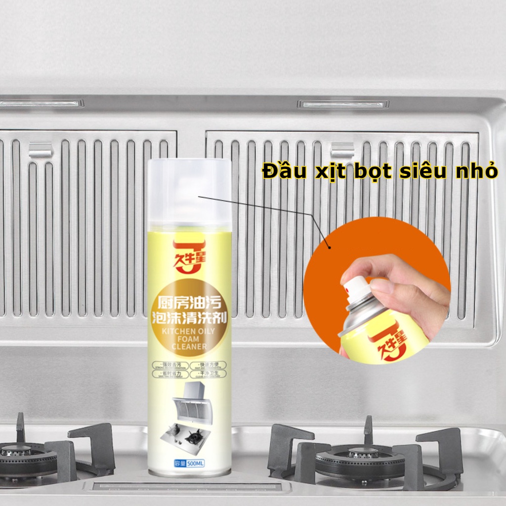 Chai xịt làm sạch vệ sinh bếp đánh bay dầu mỡ JNX 500ml dạng bọt CS1598