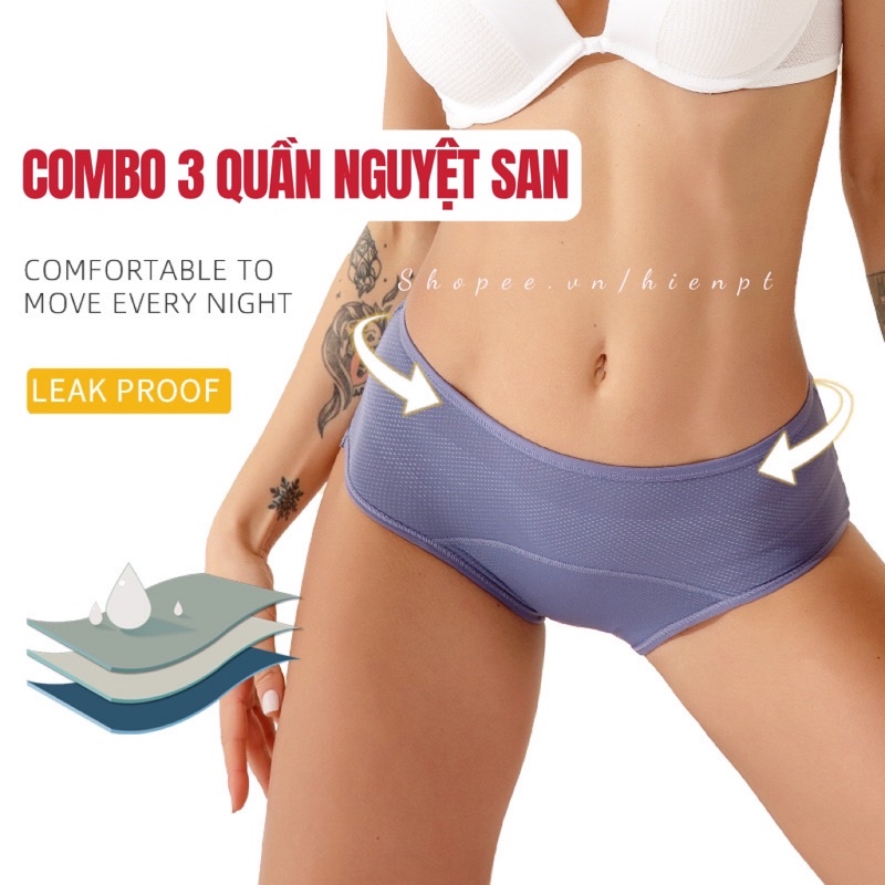 COMBO 3 Quần Lót Nguyệt San, Quần Kinh Nguyệt Bigsize