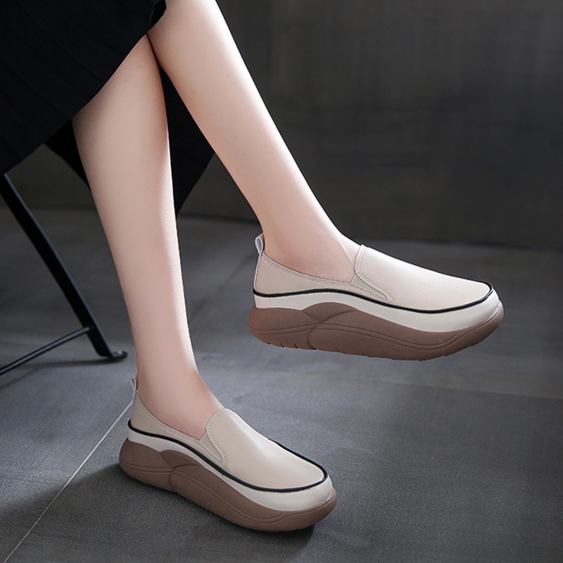 Giày Lười Đế Xuồng Mũi Tròn Phong Cách retro Cho Nữ