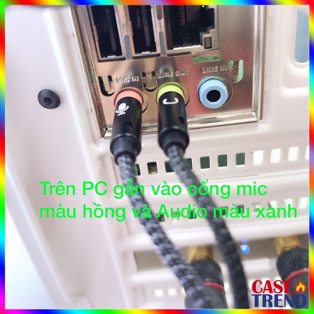 Jack Chuyển Đổi Tai Nghe 3.5 Chia Ra Đầu Mic và Audio Hỗ Trợ Đàm Thoại Trên PC Laptop dây dù dài 22cm