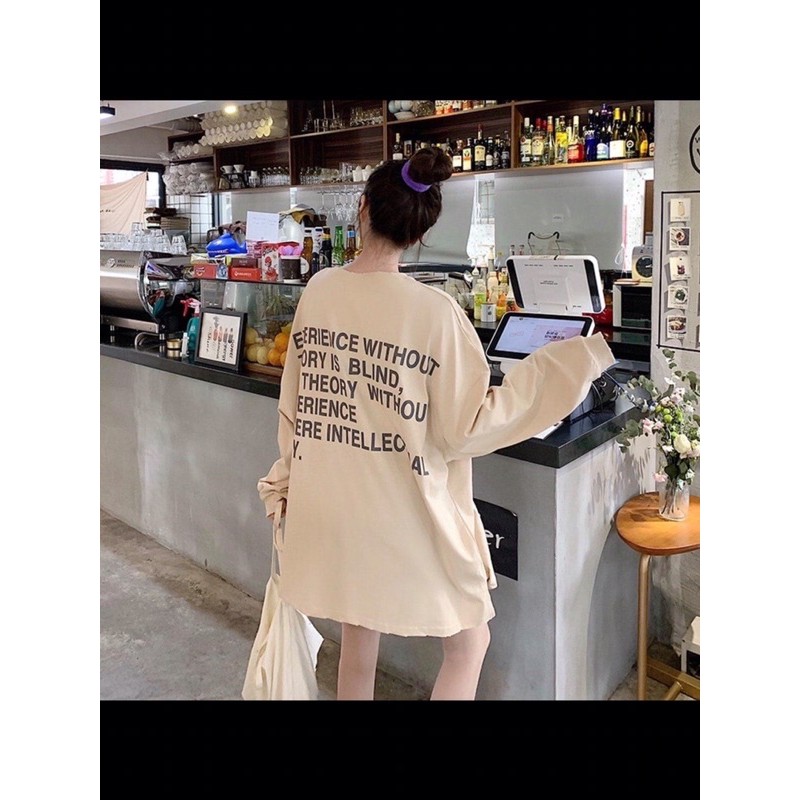 Áo thun TAY DÀI nữ ULZZANG freesize phông form rộng dáng unisex mặc cặp, nhóm, lớp in chữ
