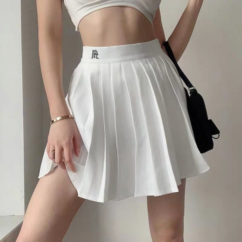 Chân váy tennis xếp ly THUS, Váy ngắn màu trắng đen trơn phong cách Âu Mỹ phối họa tiết CV1D07 | BigBuy360 - bigbuy360.vn