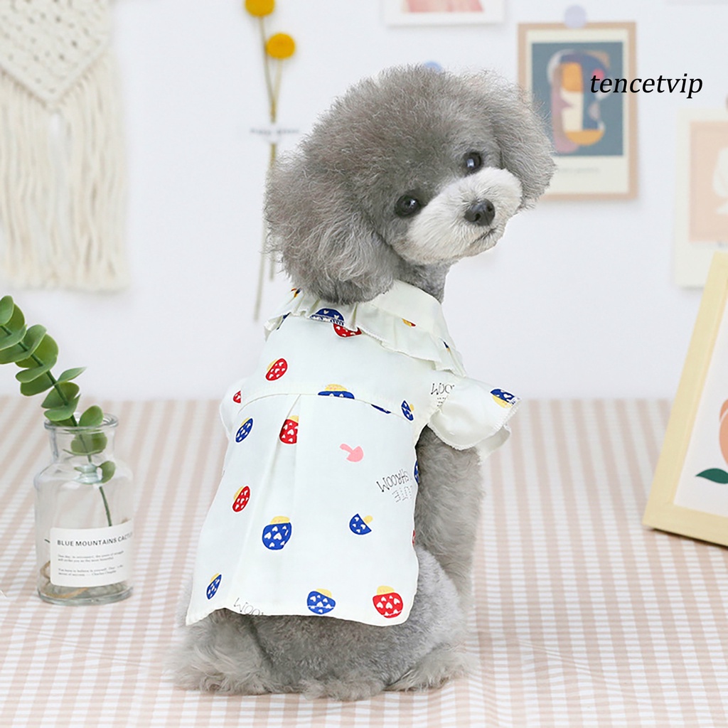 Áo Thun Cotton Phối Bèo In Hình Cây Nấm Thân Thiện Với Da Cho Thú Cưng