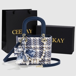 Túi Xách Nữ CEEKAY Chính Hãng Da Thêu Họa Tiết kèm Nơ Khóa Kéo Quai Da Quai Xách Hàng Quảng Châu